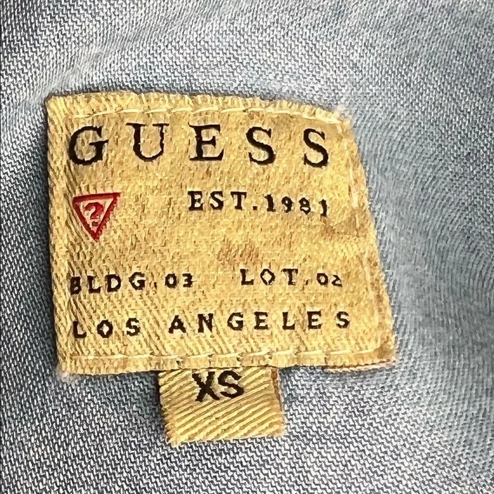 Guess Denim Button Down Dip Dye Studded Detail Shirt Size XS - Picture 8 of 9